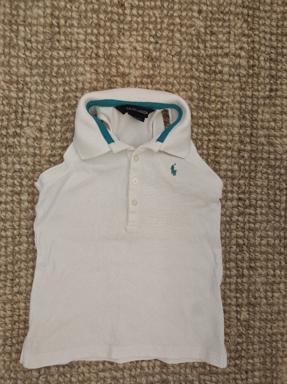 Ralph Lauren White Polo with Teal Trim